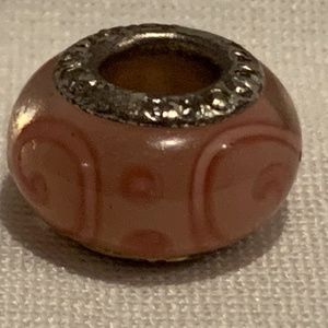 NWOT Pink Glass Bead Charm Silver Plated